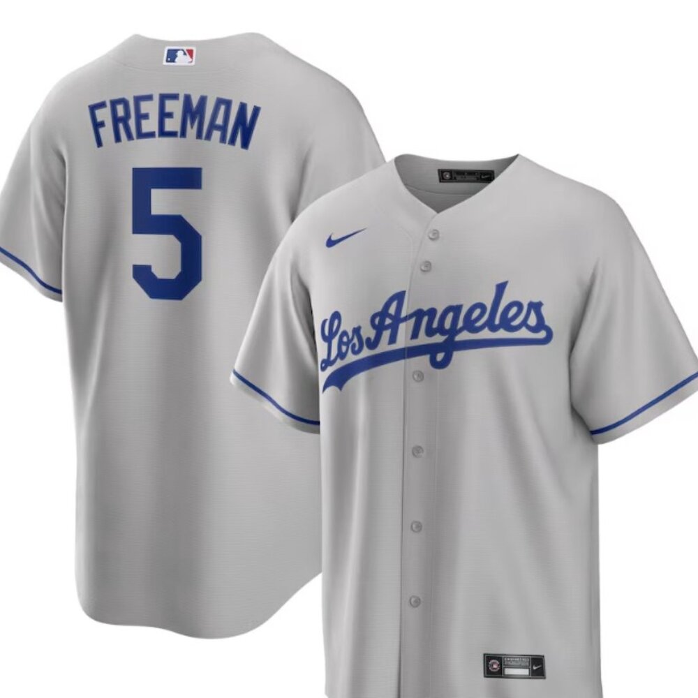 LA Dodgers Freddie Freeman Nike Gray Replica Player Jersey
